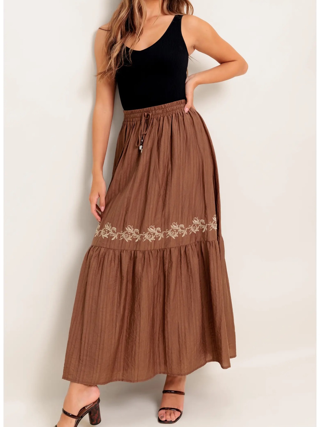Flying Tomato Embroidered Maxi Skirt